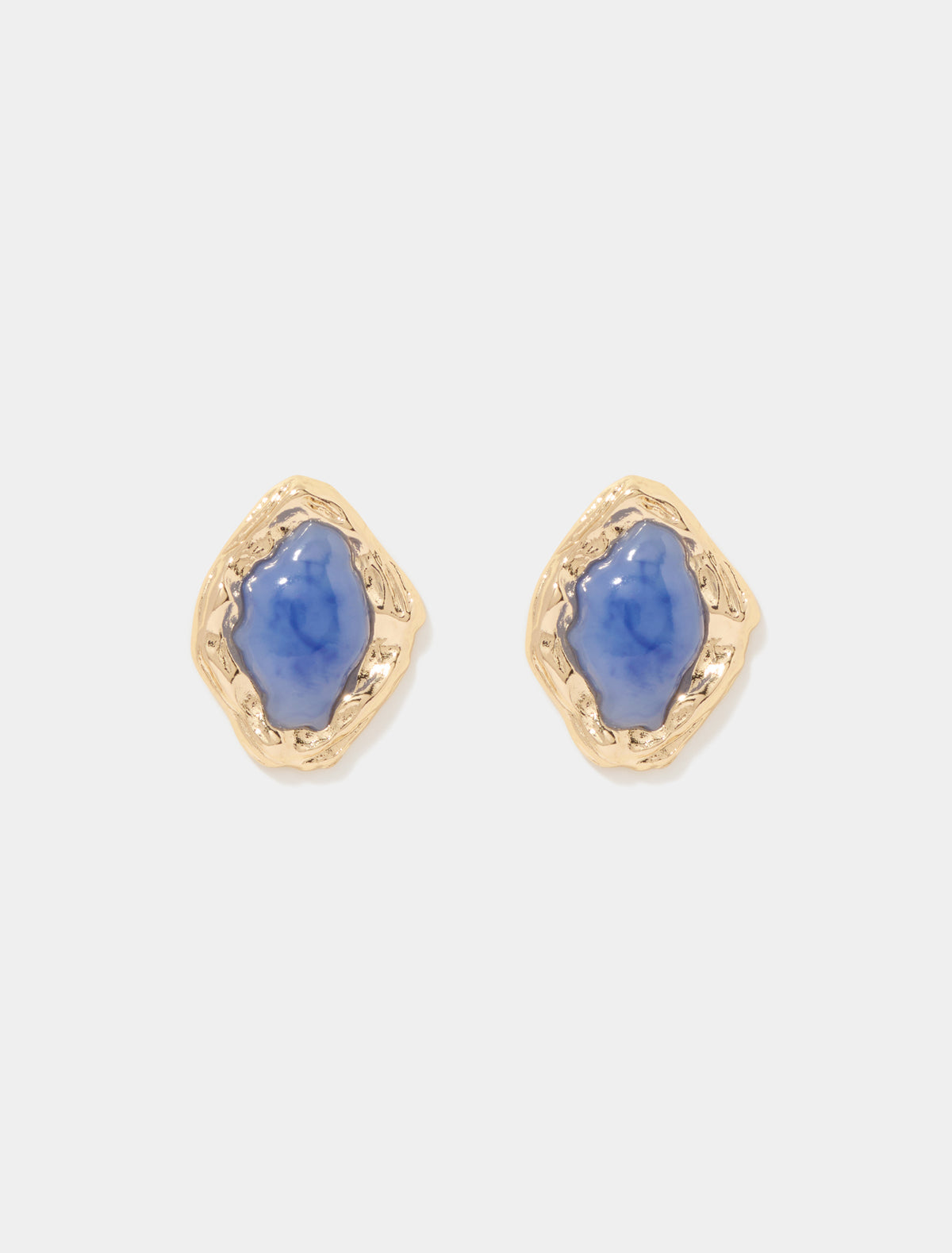 Signature Samara Organic Stone Stud Earrings Blue/Gold_mannequin