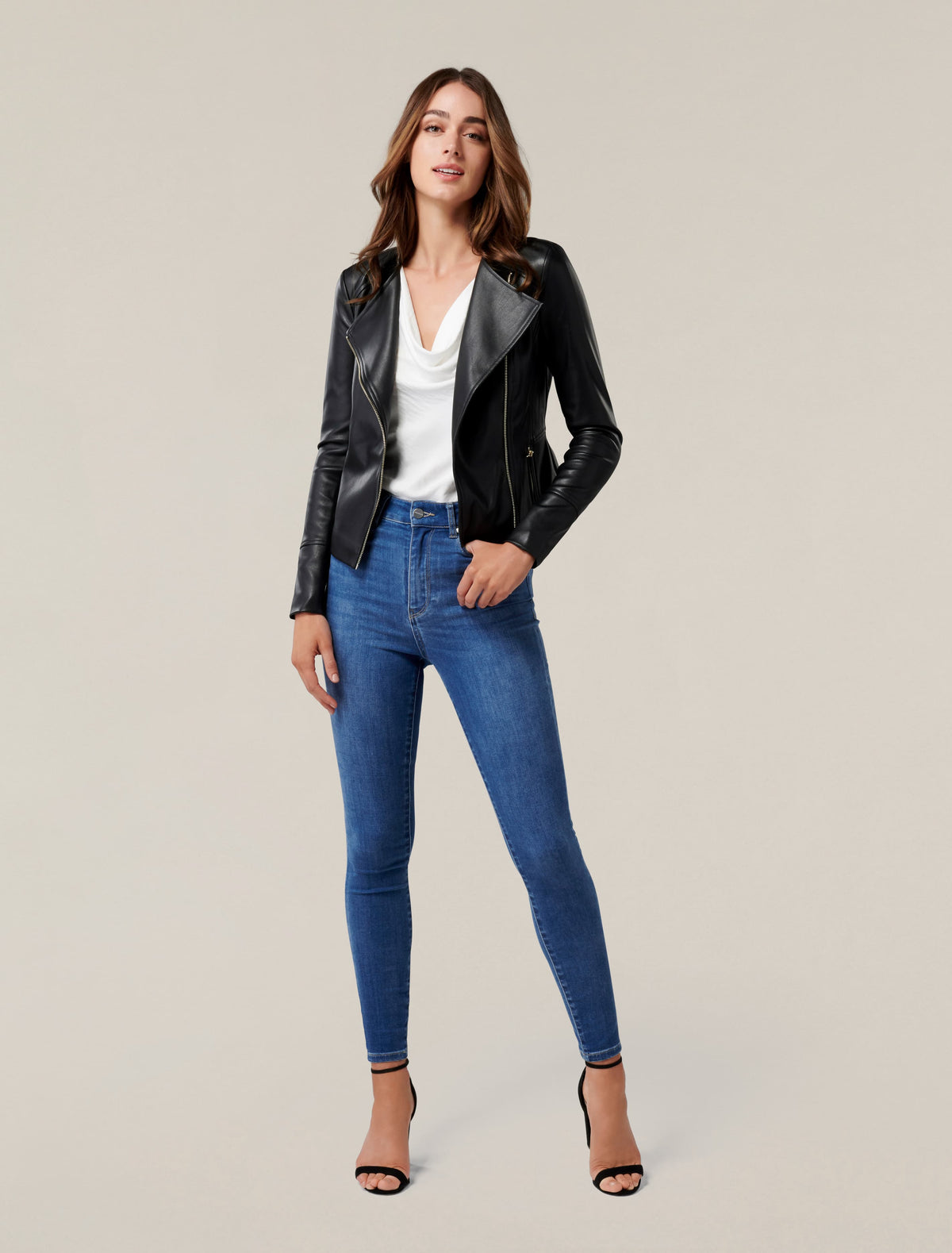 NINA COLLARLESS BIKER Black