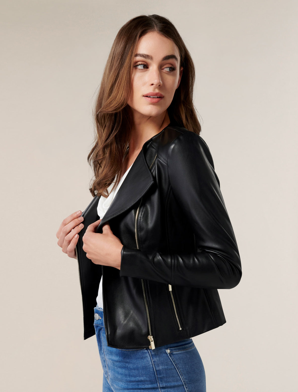 NINA COLLARLESS BIKER Black