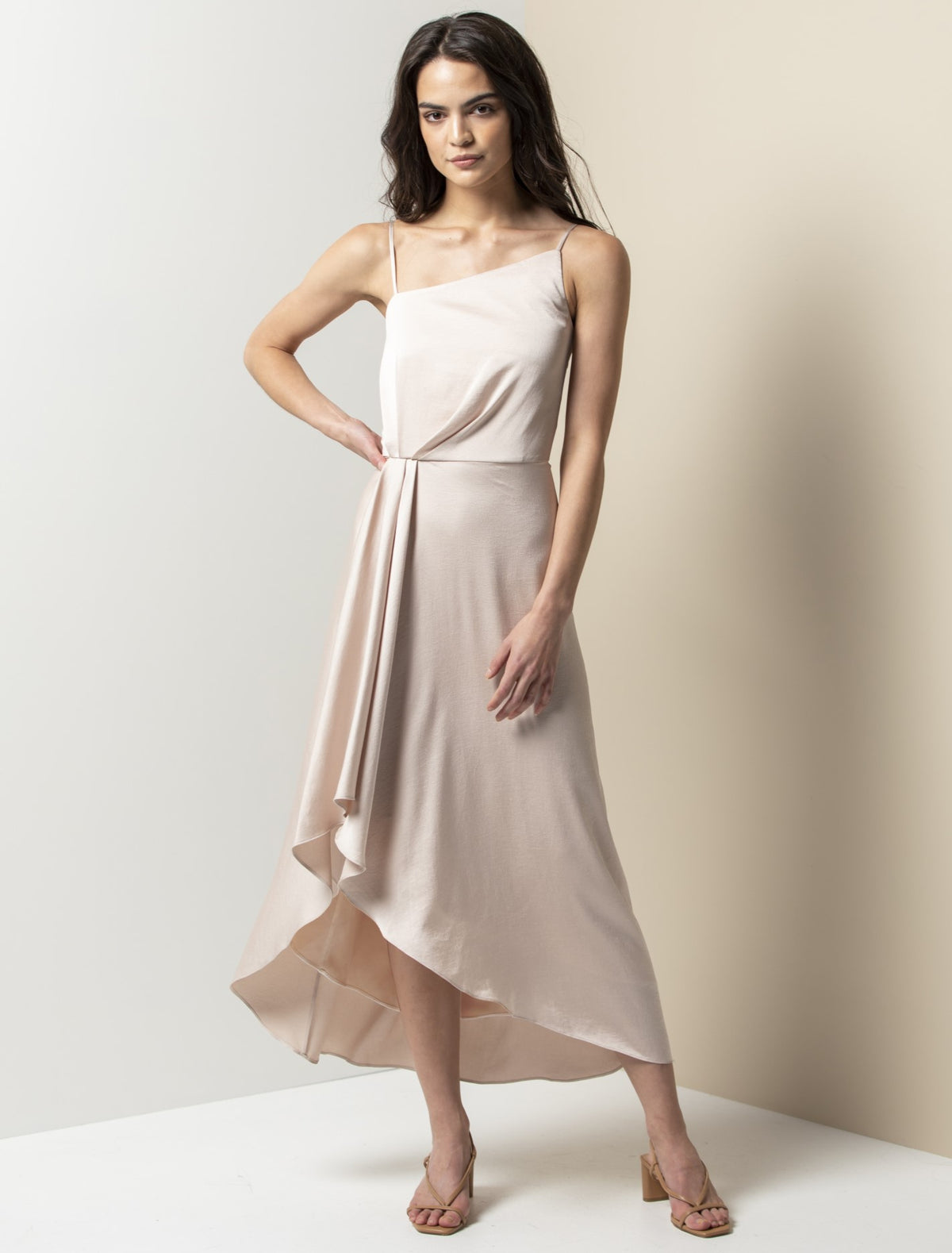 Danielle Strappy Ruffle Maxi Gown Champagne