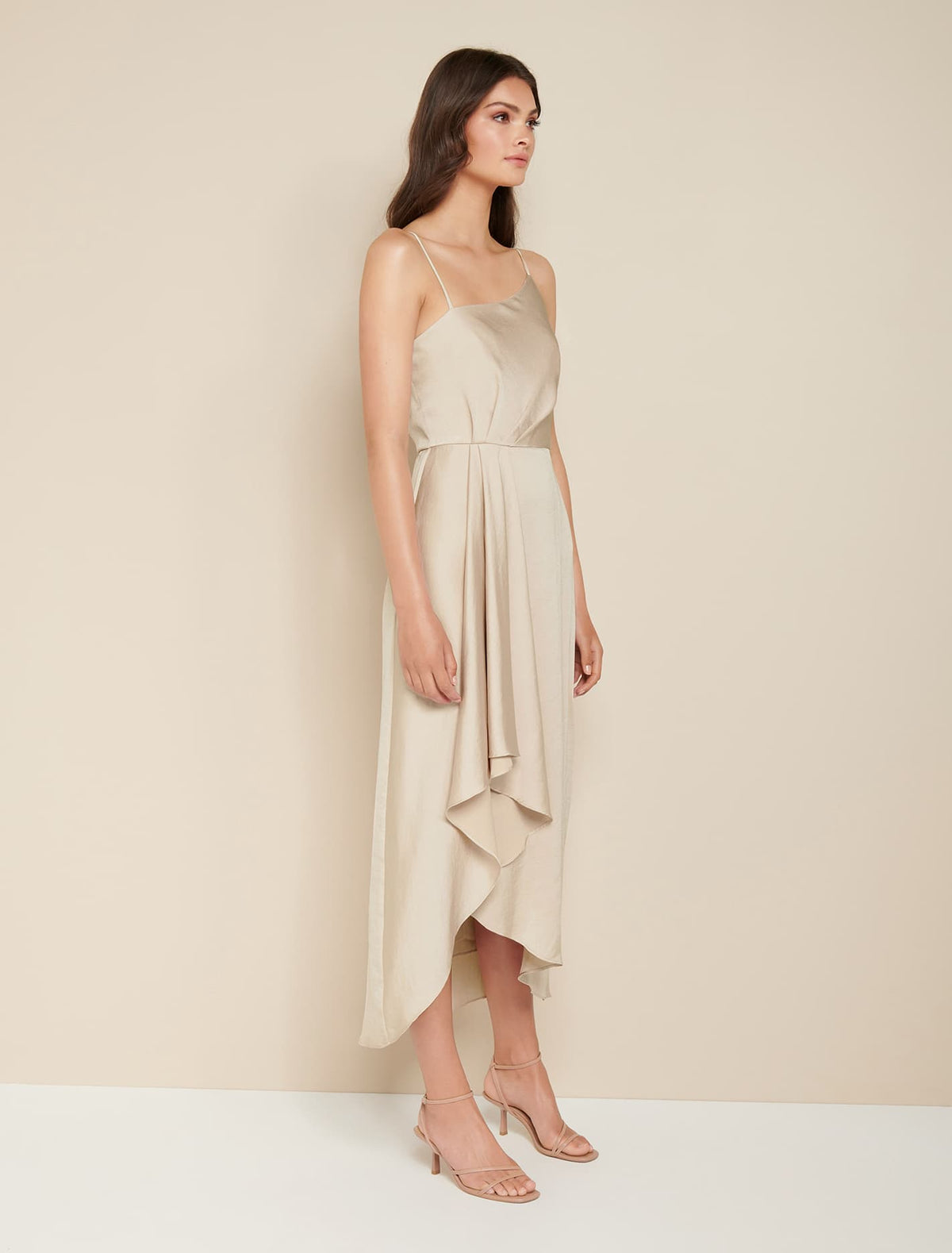Danielle Strappy Ruffle Maxi Gown Champagne