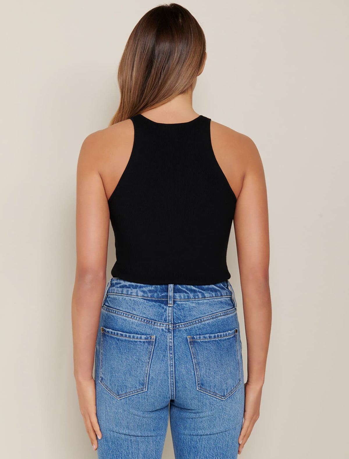 Lia Racer Knit Tank Black