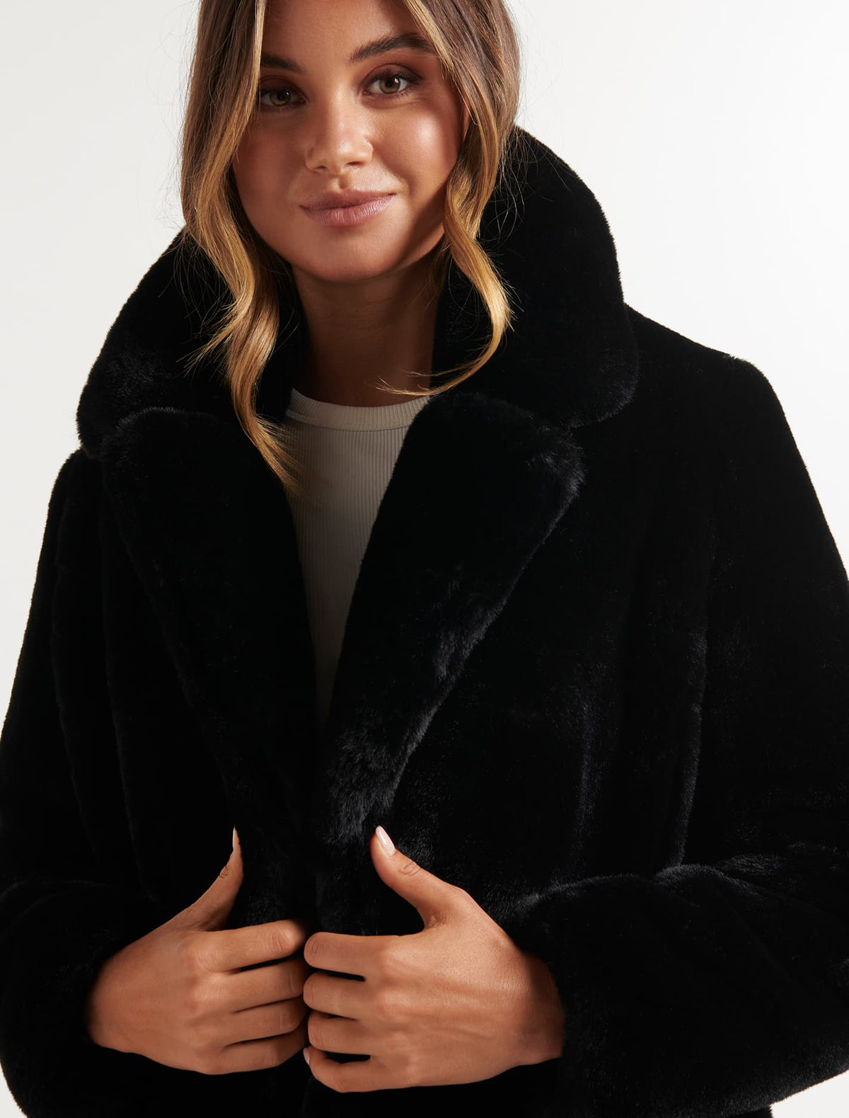 Cayte Fur Coat Black