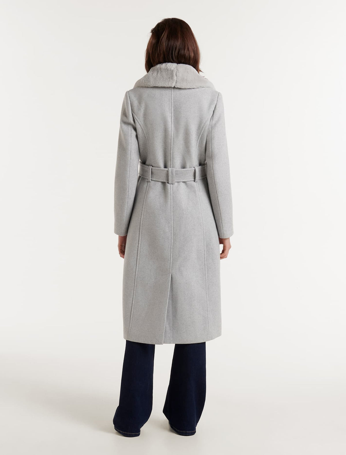 Charlie Faux Fur Collar Coat Grey
