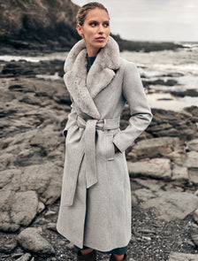 Charlie Faux Fur Collar Coat Grey