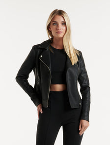 Heidi PU Biker Jacket Black