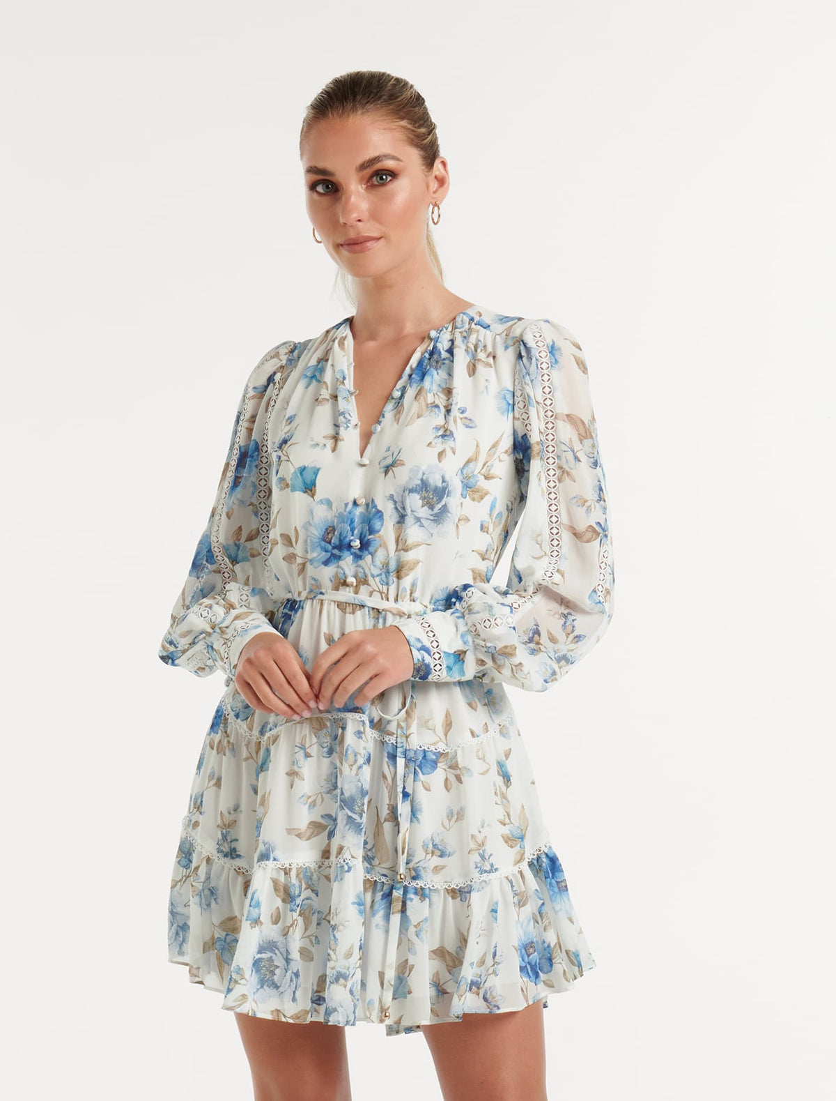 Valerie Trim Skater Dress Porcelain Augustine Floral