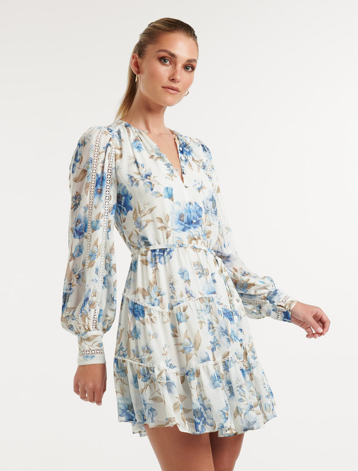 Valerie Trim Skater Dress Porcelain Augustine Floral