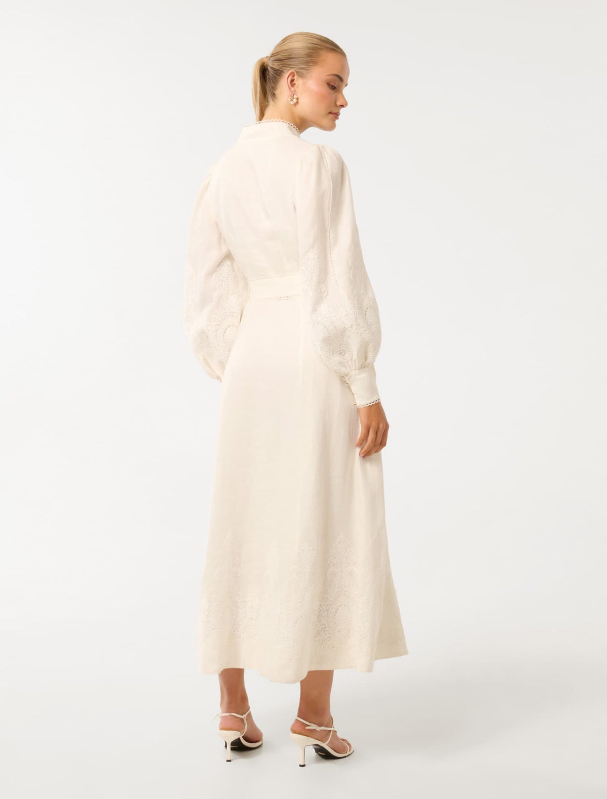 Allegra Lace Detail Midi Ivory
