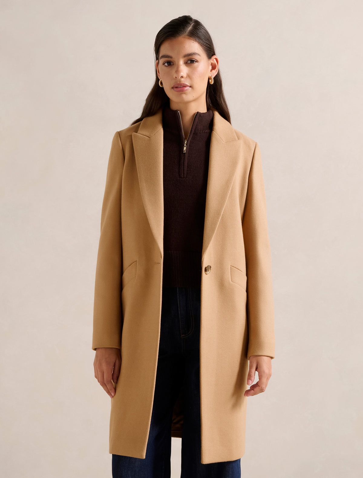 Bonnie Longline Coatigan Toasted Almond