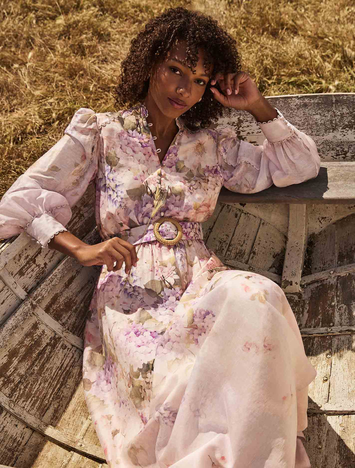 Peyton Trim Detail Midi Dress Warrantina Floral