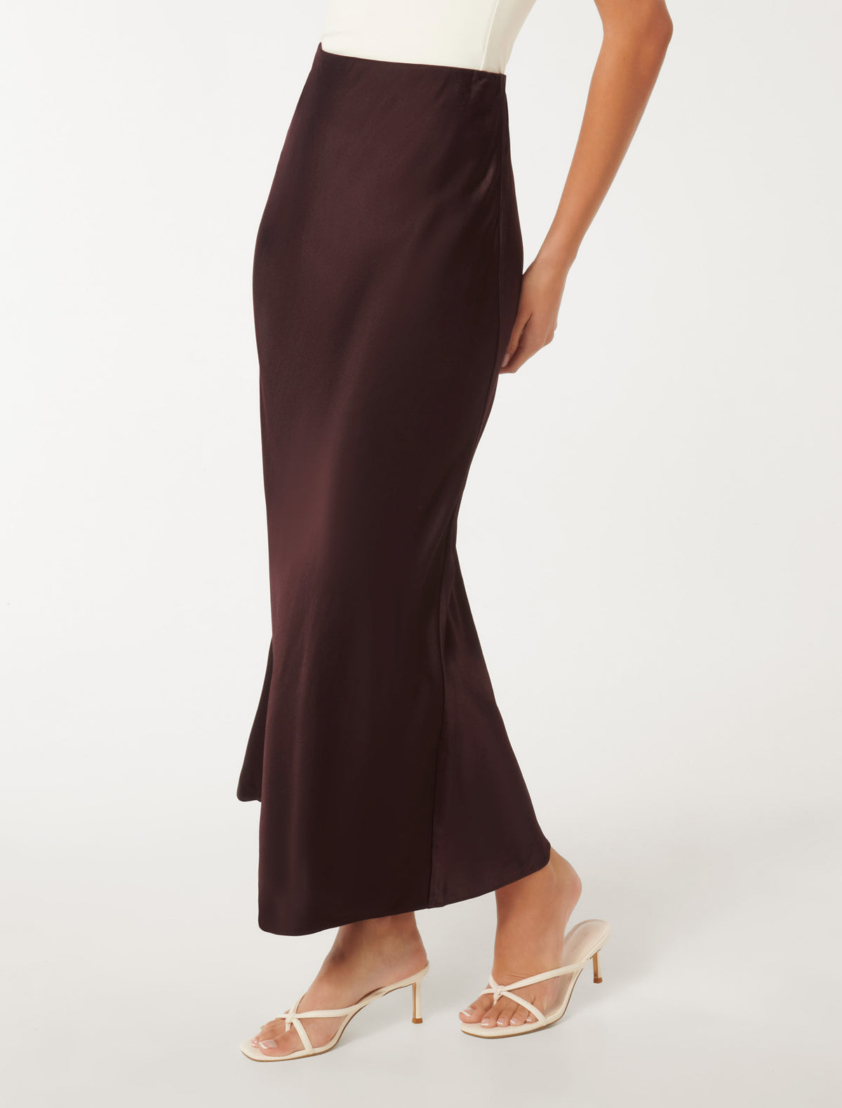 Prue Satin Bias Midaxi skirt Bitter Cherry