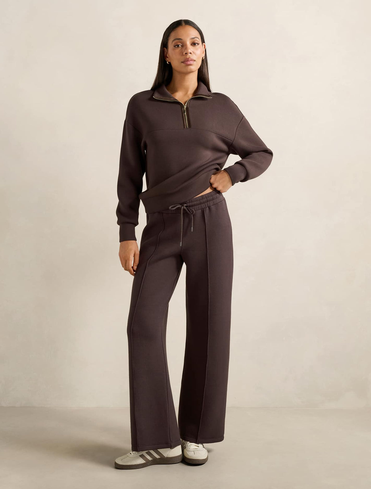 Tiana Wide Leg Track Pants Dark Chocolate