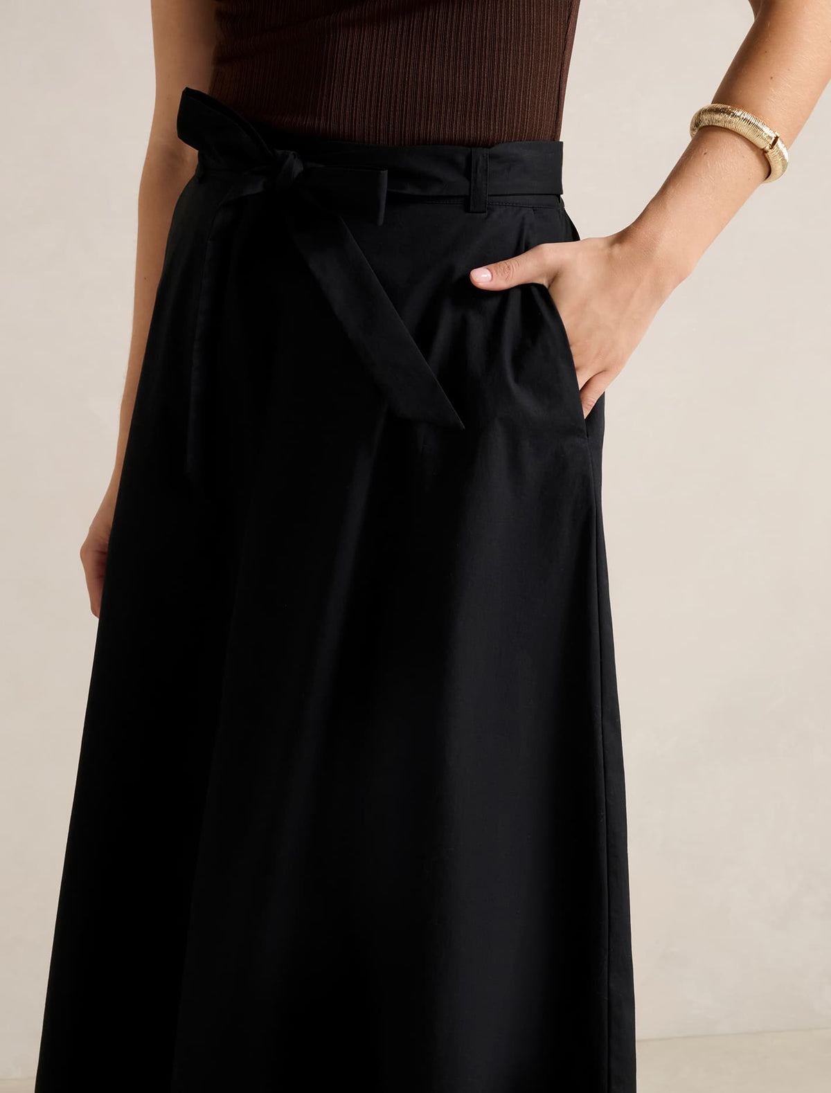 Madeleine Belted Midi Skirt Black