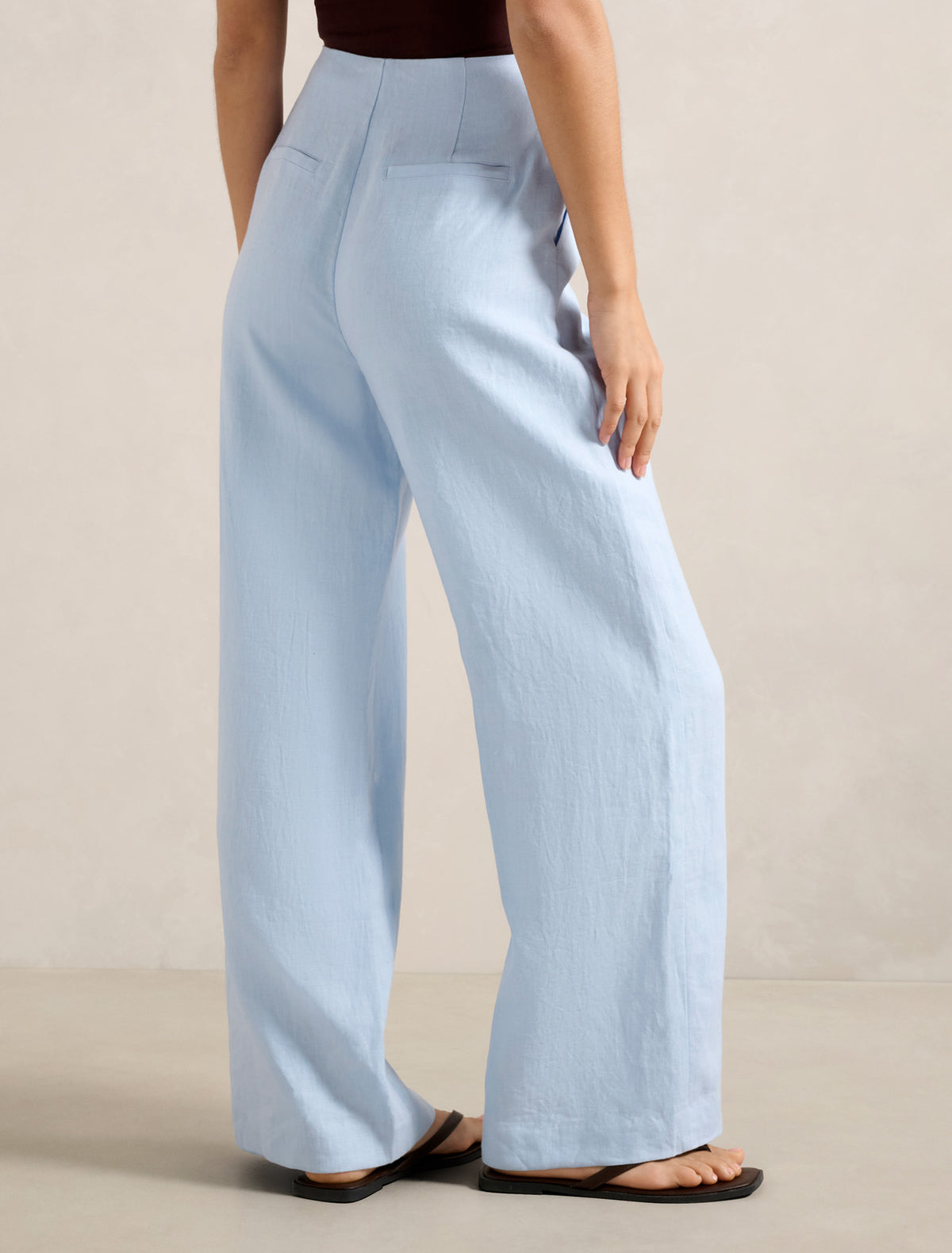Posey Linen Wide Leg Pants Blue Set