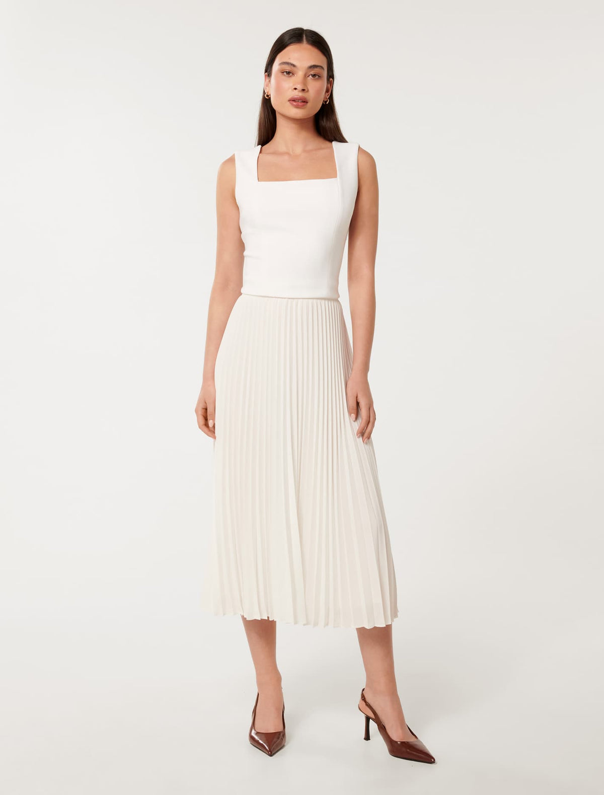 Yas Square Neck Top Porcelain