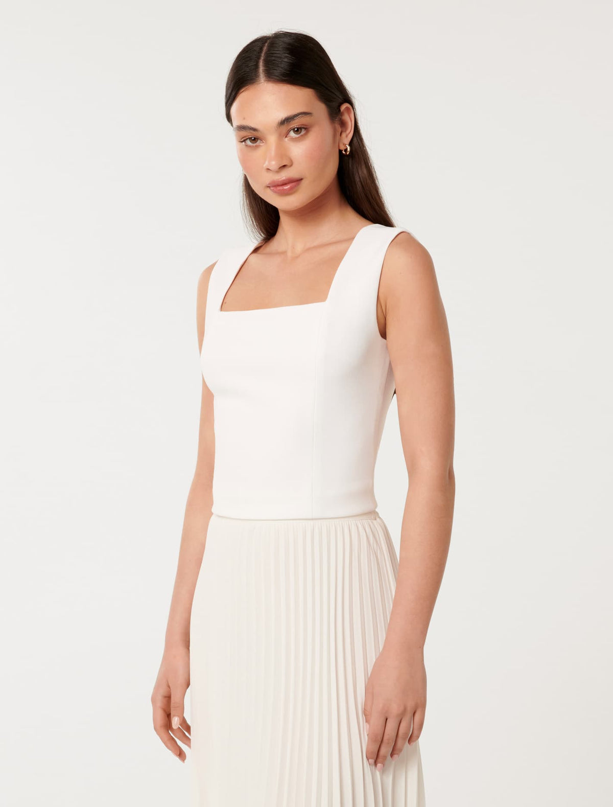 Yas Square Neck Top Porcelain