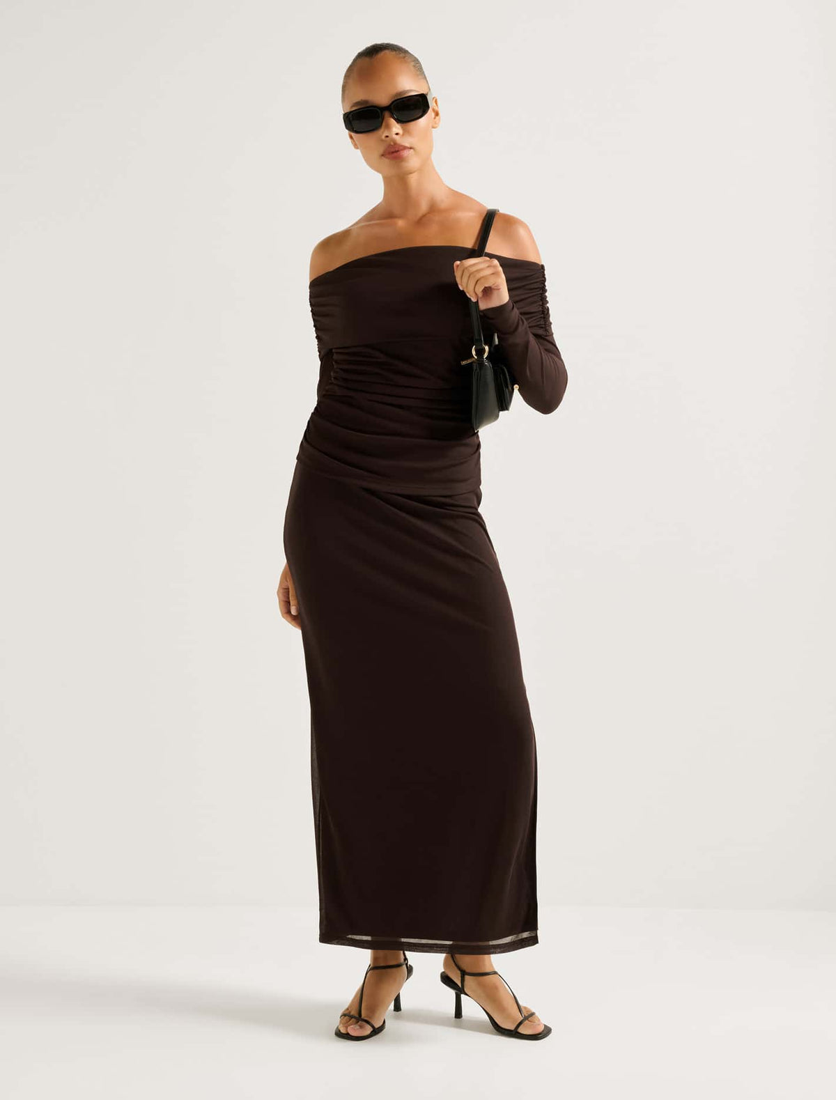 Mia Mesh Maxi Skirt Chocolate Co-ord