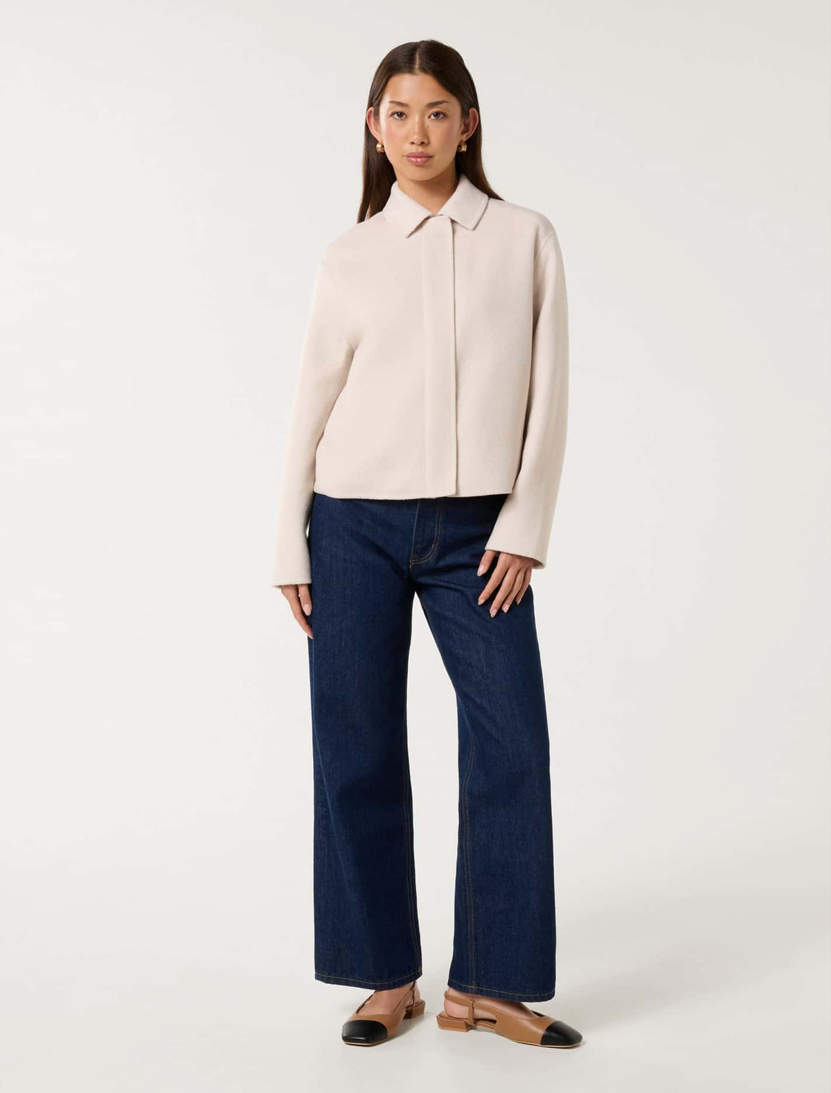 Eden Zip-Through Felled Jacket Cream