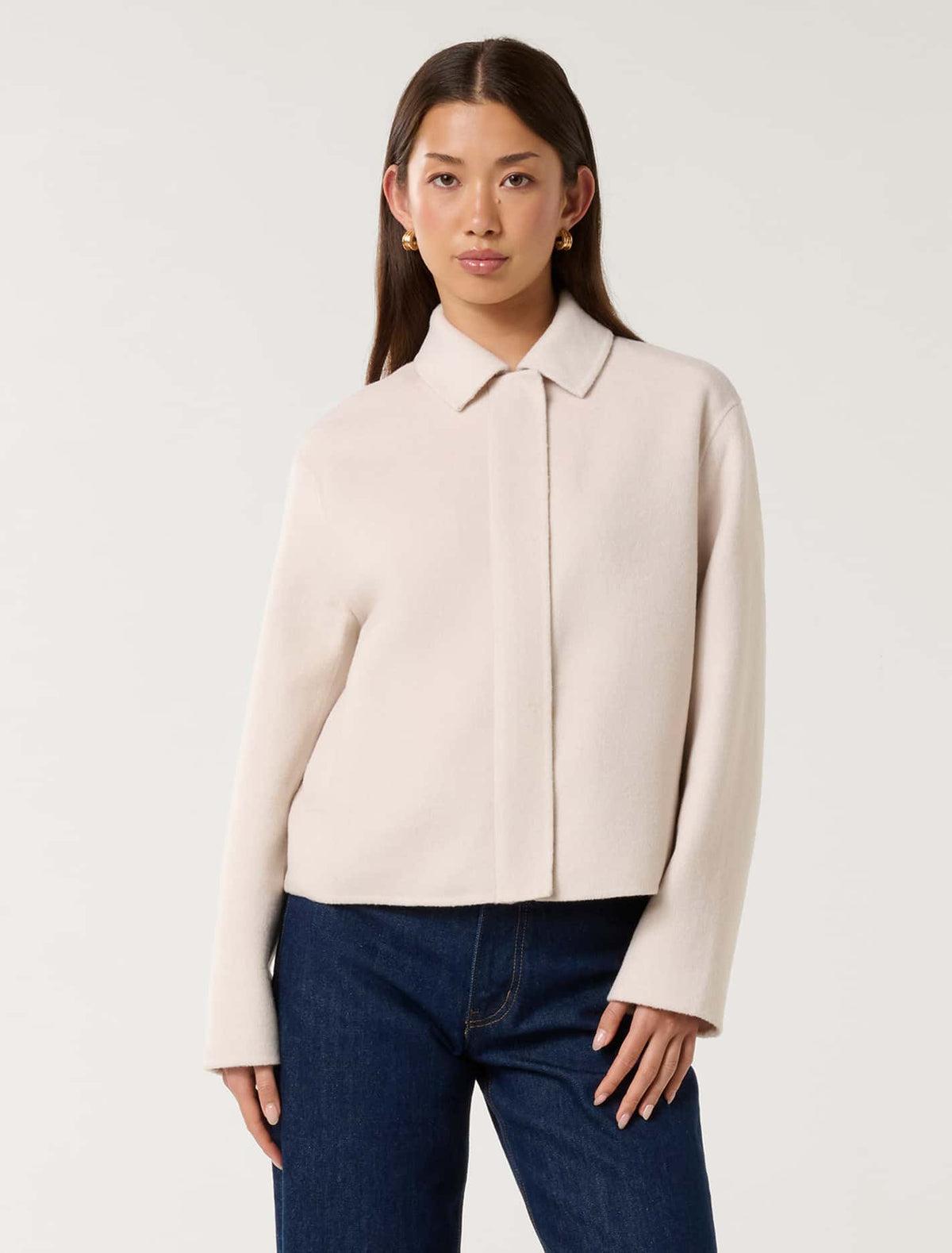 Eden Zip-Through Felled Jacket Cream
