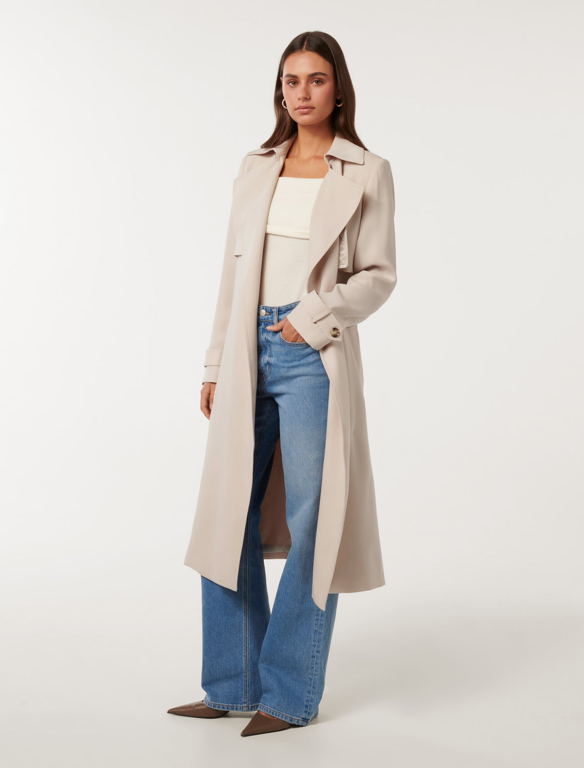 Emma Soft Trench Coat Almond Milk