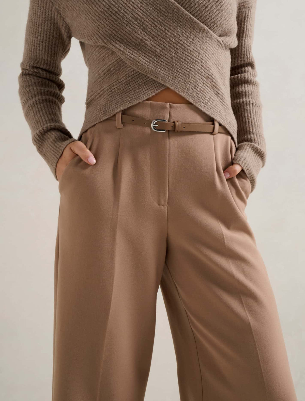 Chantelle Belted Wide Leg Pants Fawn