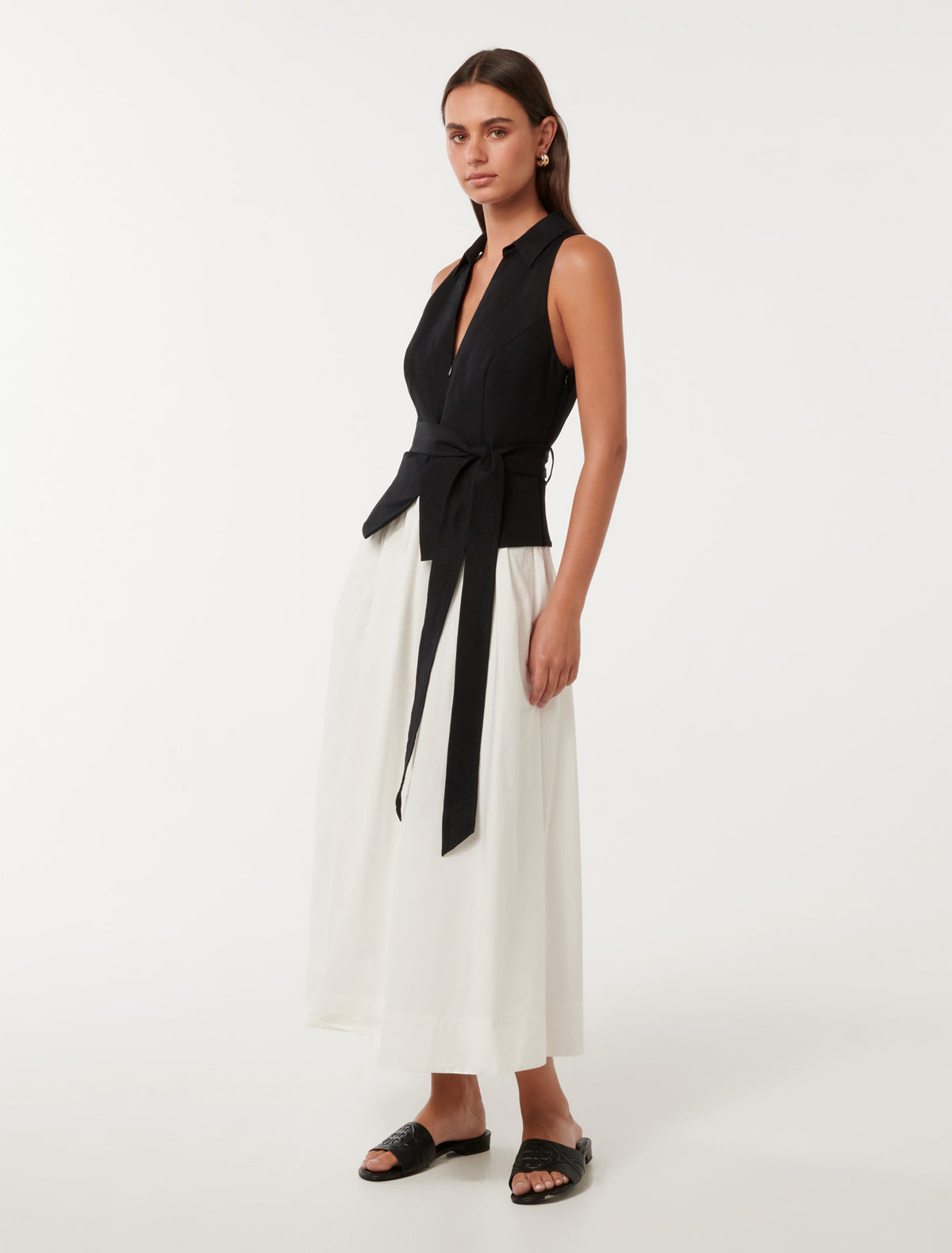 Liana 2 in 1 Collared Midi Black & White