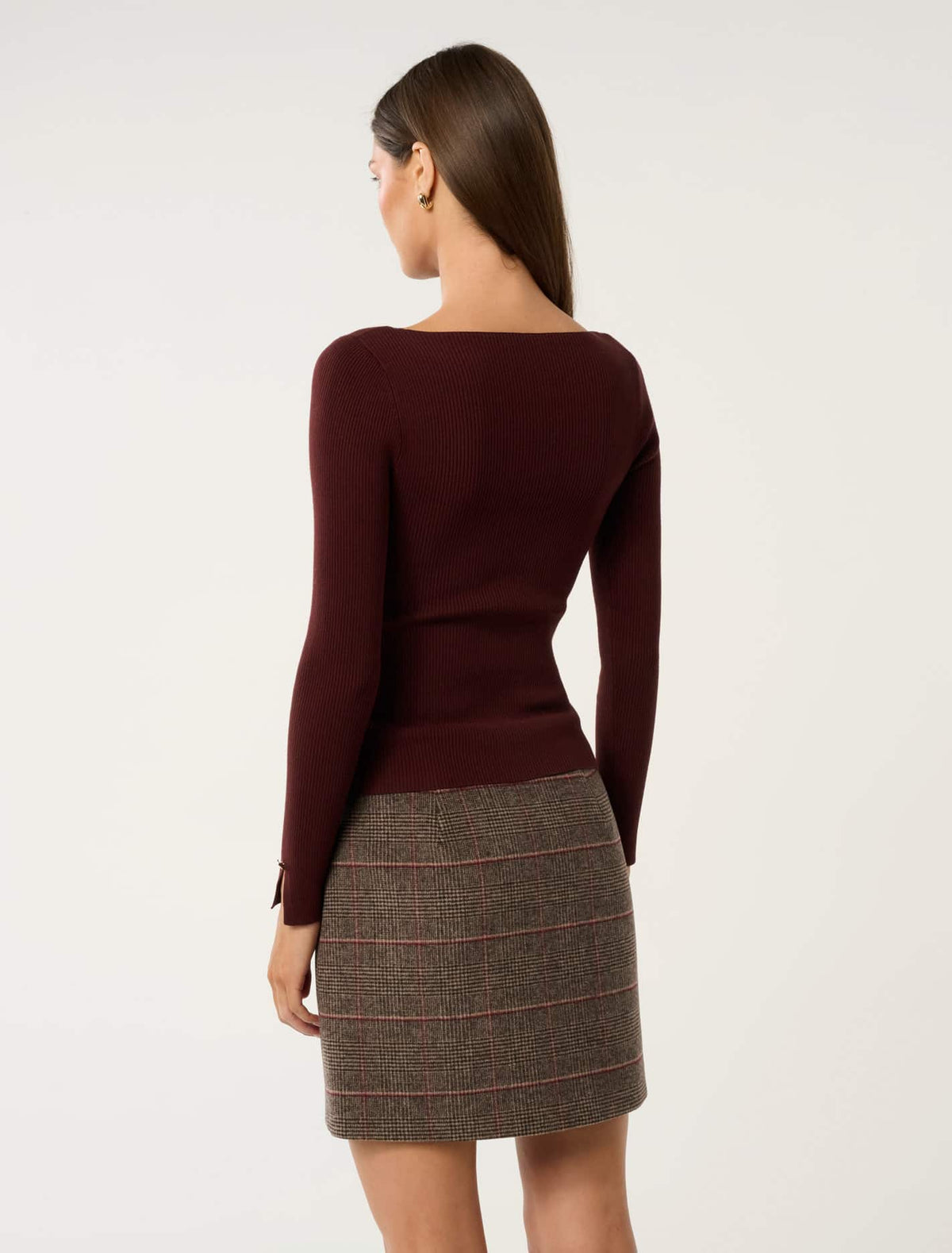 Alaia Knit Rib Top Mulled Wine