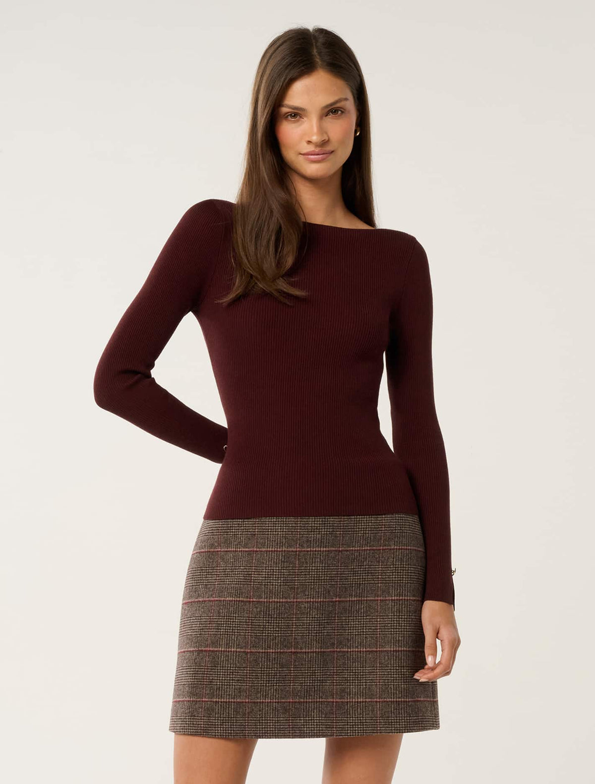 Alaia Knit Rib Top Mulled Wine
