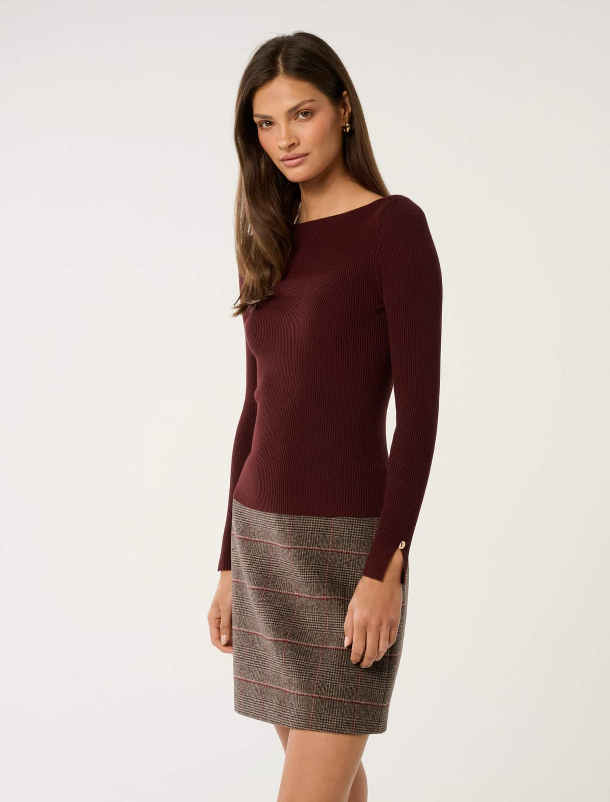 Alaia Knit Rib Top Mulled Wine