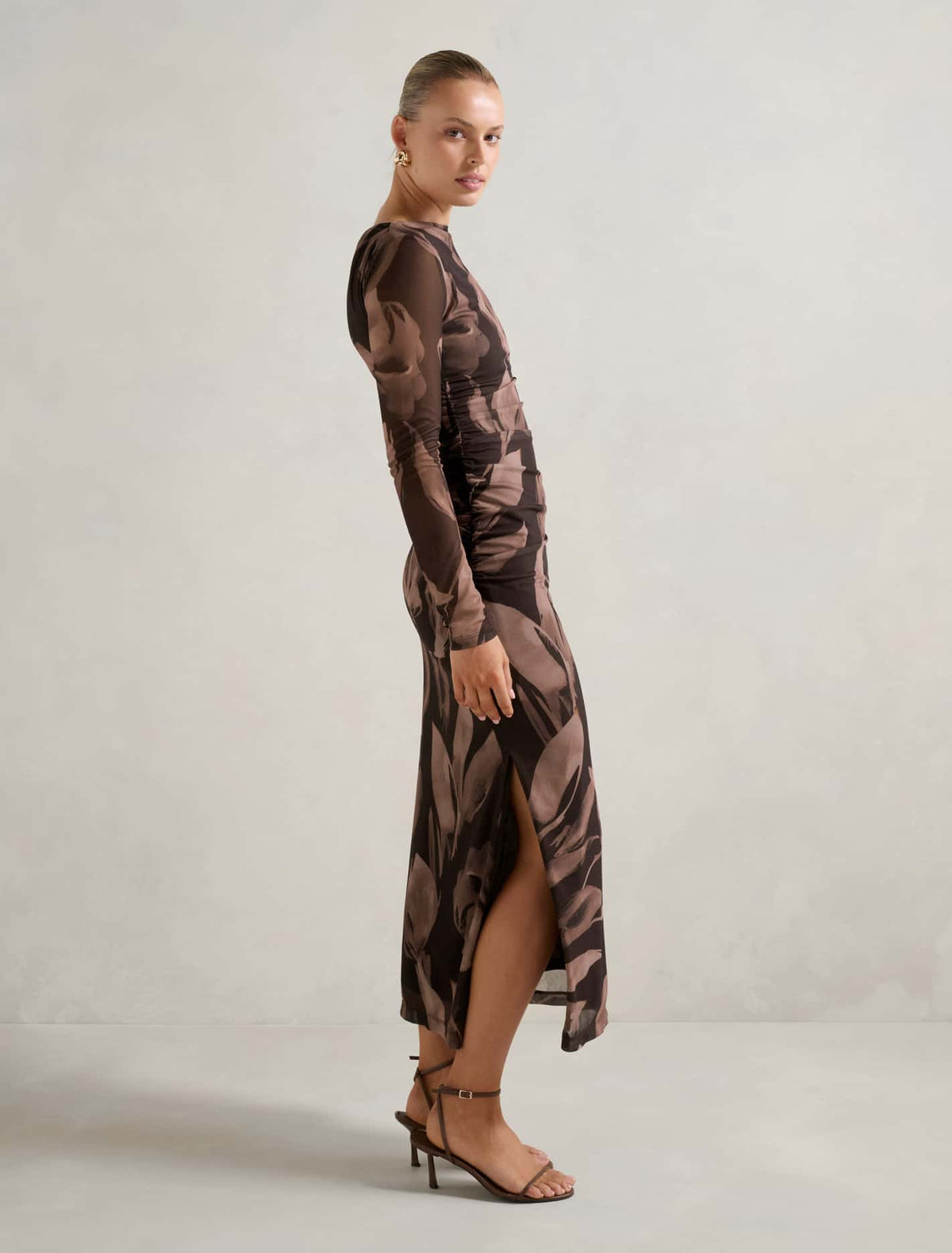 Alannah Mesh Long Sleeve Midi Dress Barkley Floral