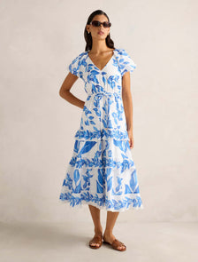 Iris Tiered Ruffle Midi Dress Lantana Floral
