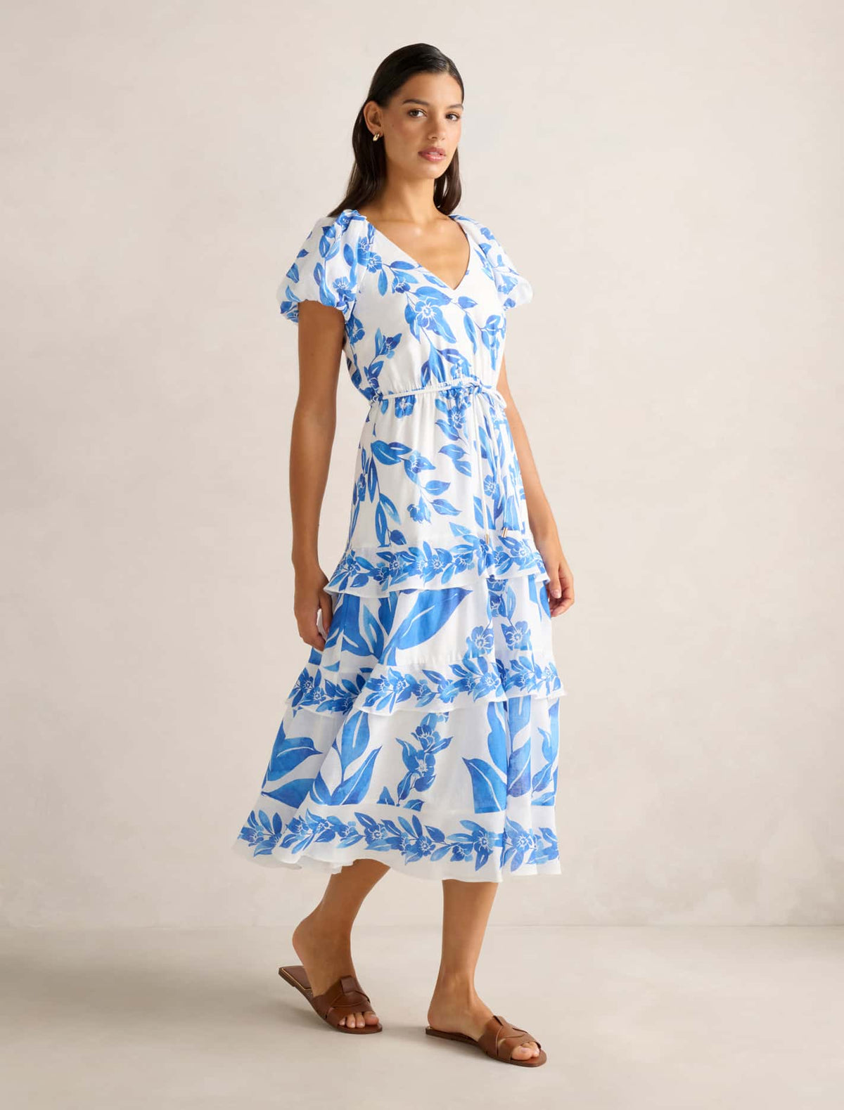 Iris Tiered Ruffle Midi Dress Lantana Floral