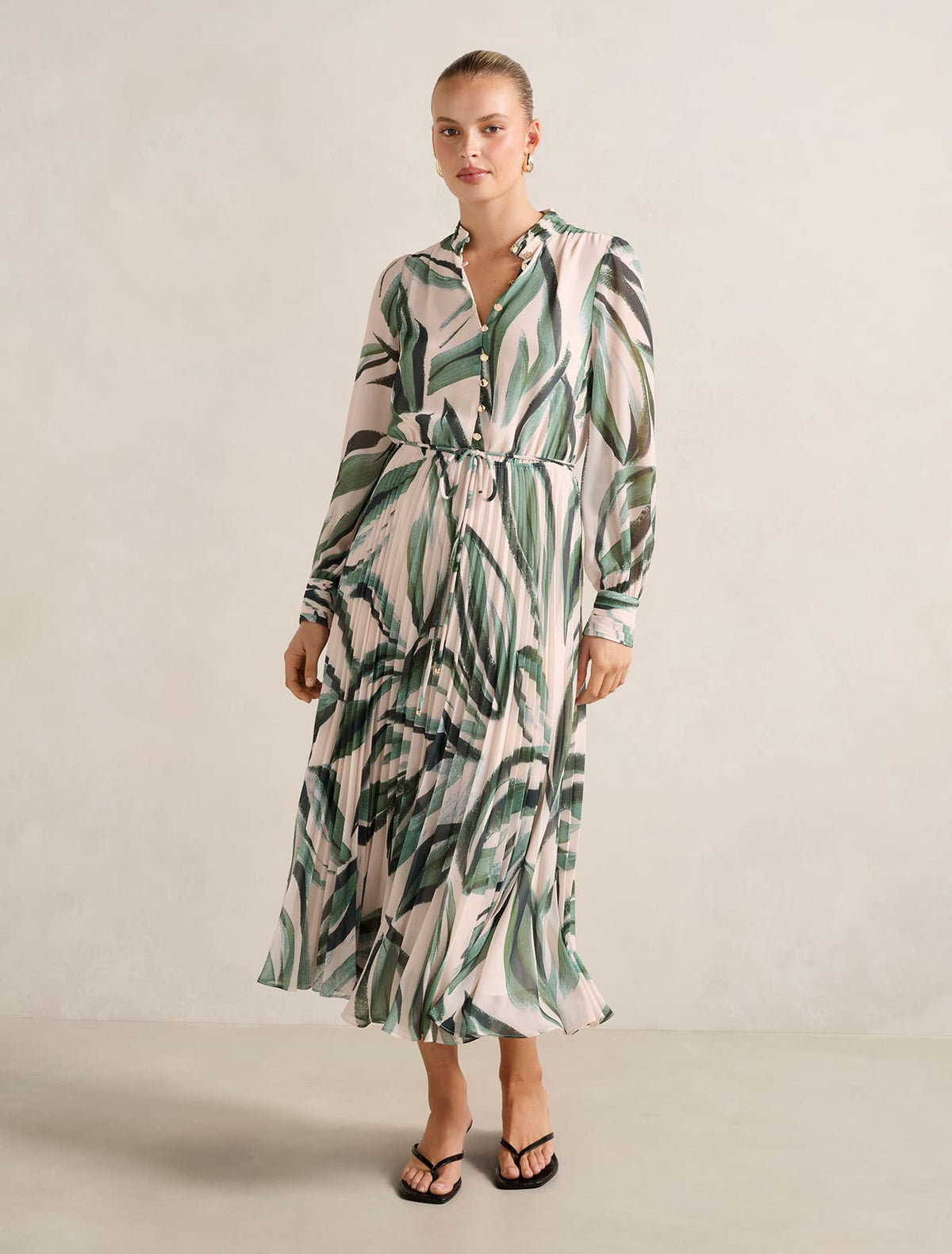 Annabel Button-Through Midi Dress Ionia Abstract