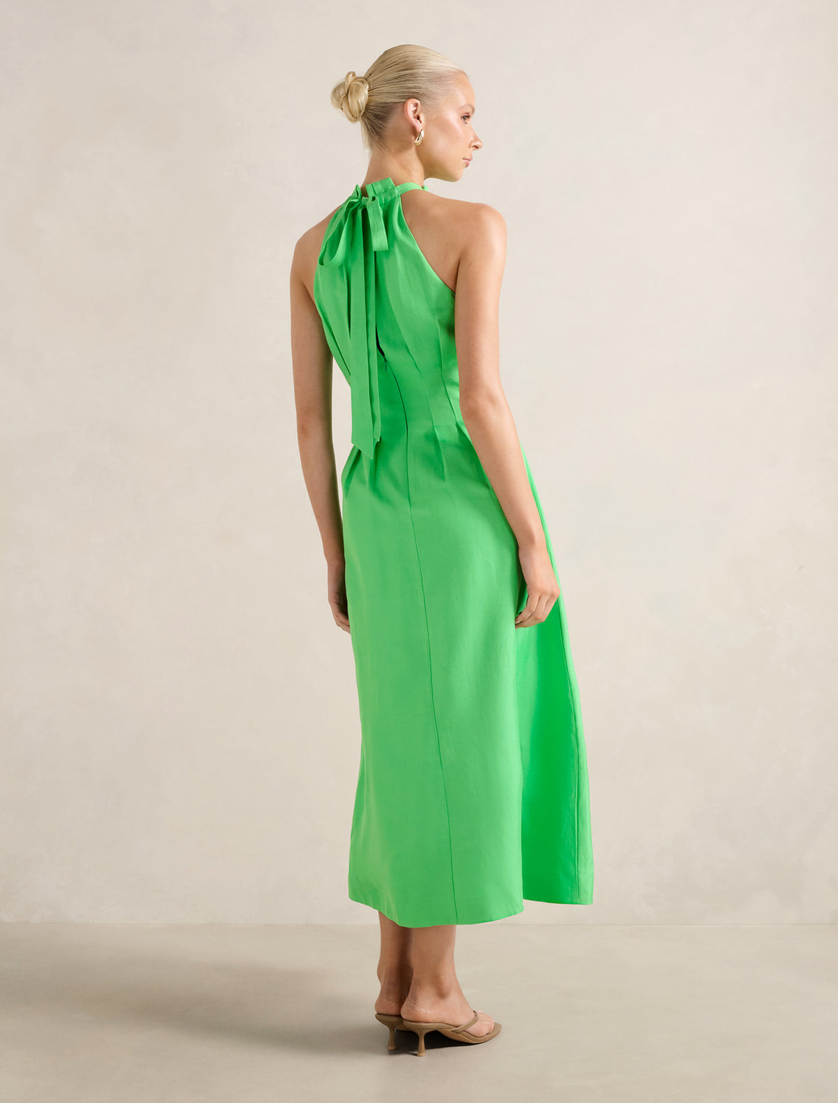 Miller Pleat Halter Midi Dress Shamrock