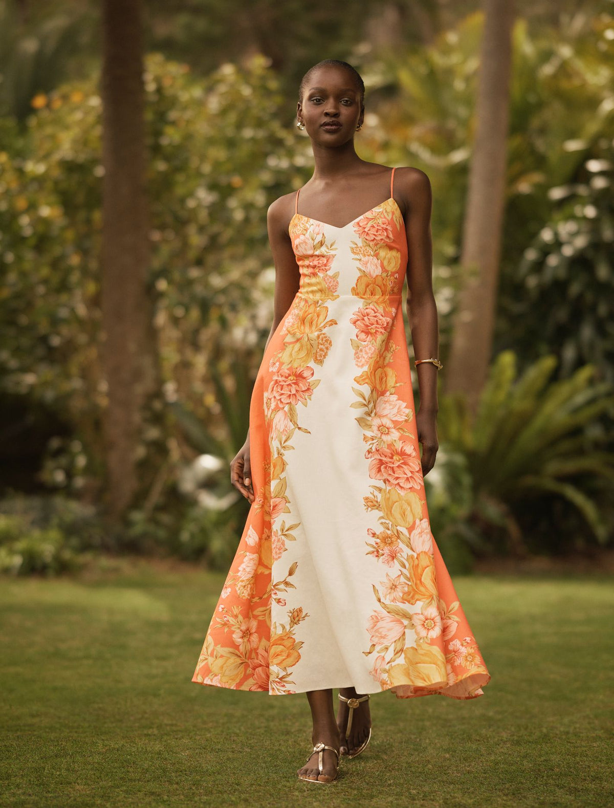 Livvy Strappy Linen Midi Dress Mercia Floral