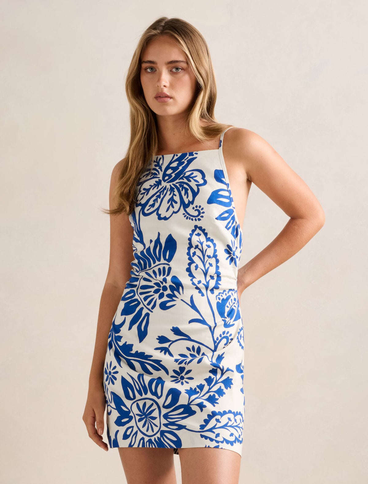 Letty Stretch Linen Mini Dress Lazuli Floral