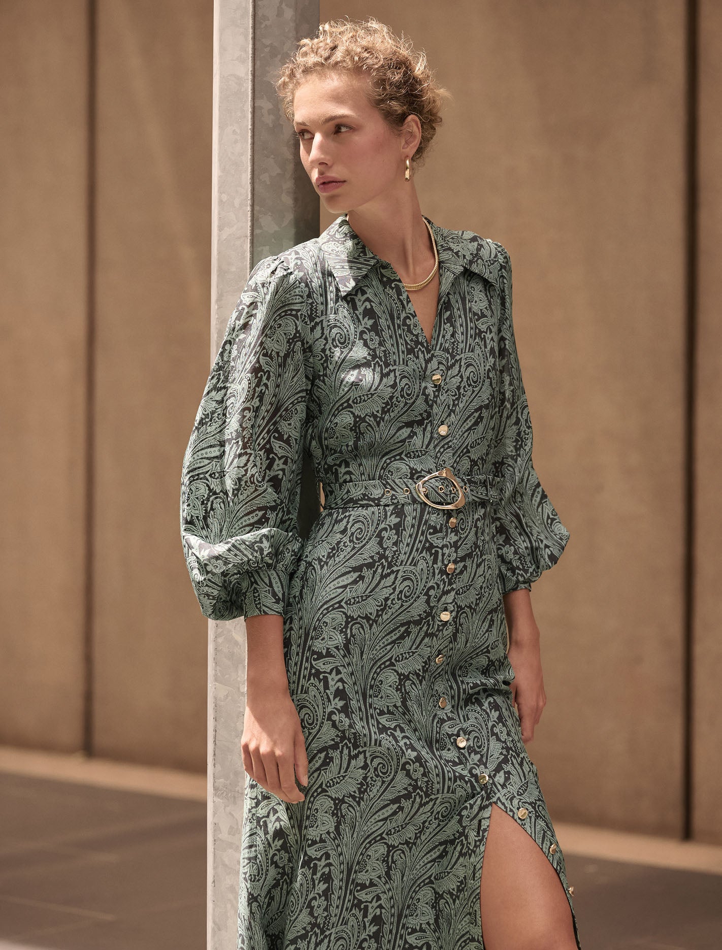 Hazel Shirt Midi Dress Nami Paisley