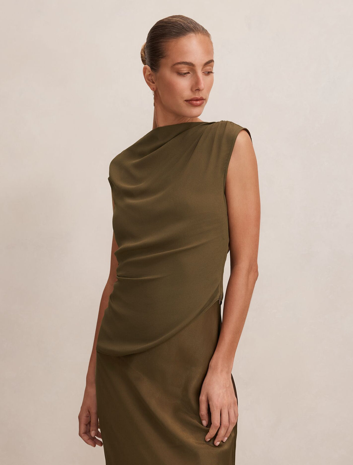 Aurora 2-in-1 Slip Midi Dress Dark Olive