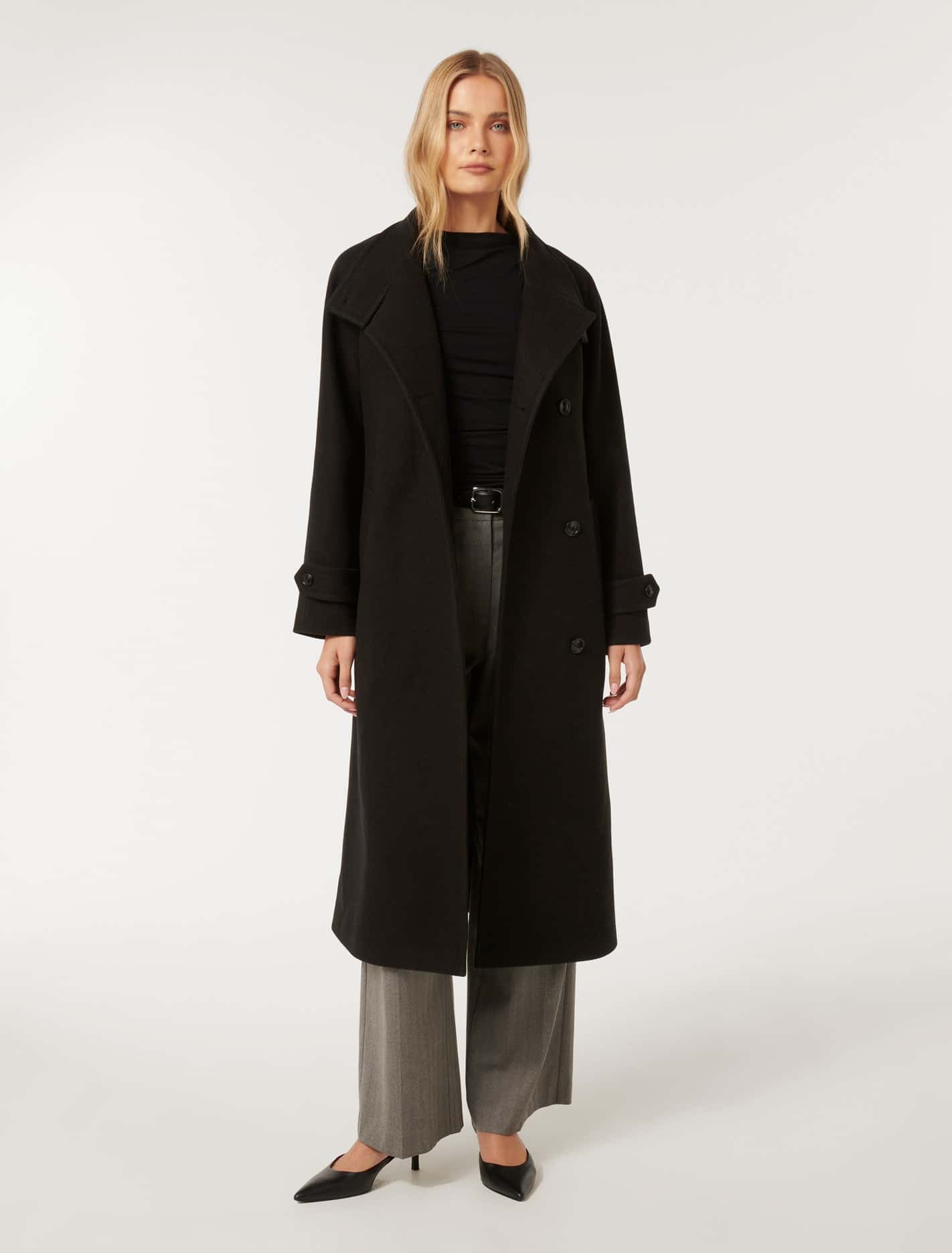 Florence wool-blend wrap coat