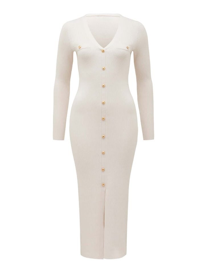Karlie V Neck Knitted Midi Dress