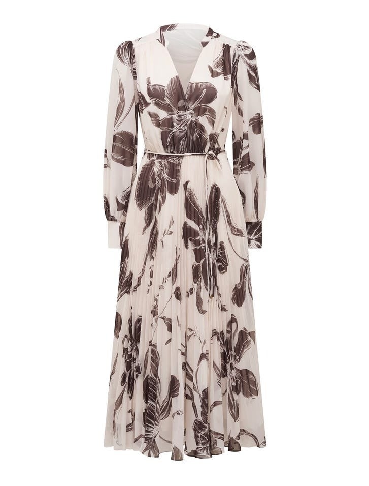 Saskia Pleat Wrap Midi Dress