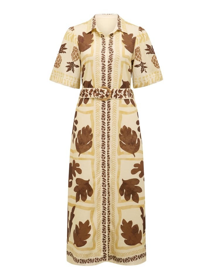 Nora Printed Linen Shirt Dress | Print Dress