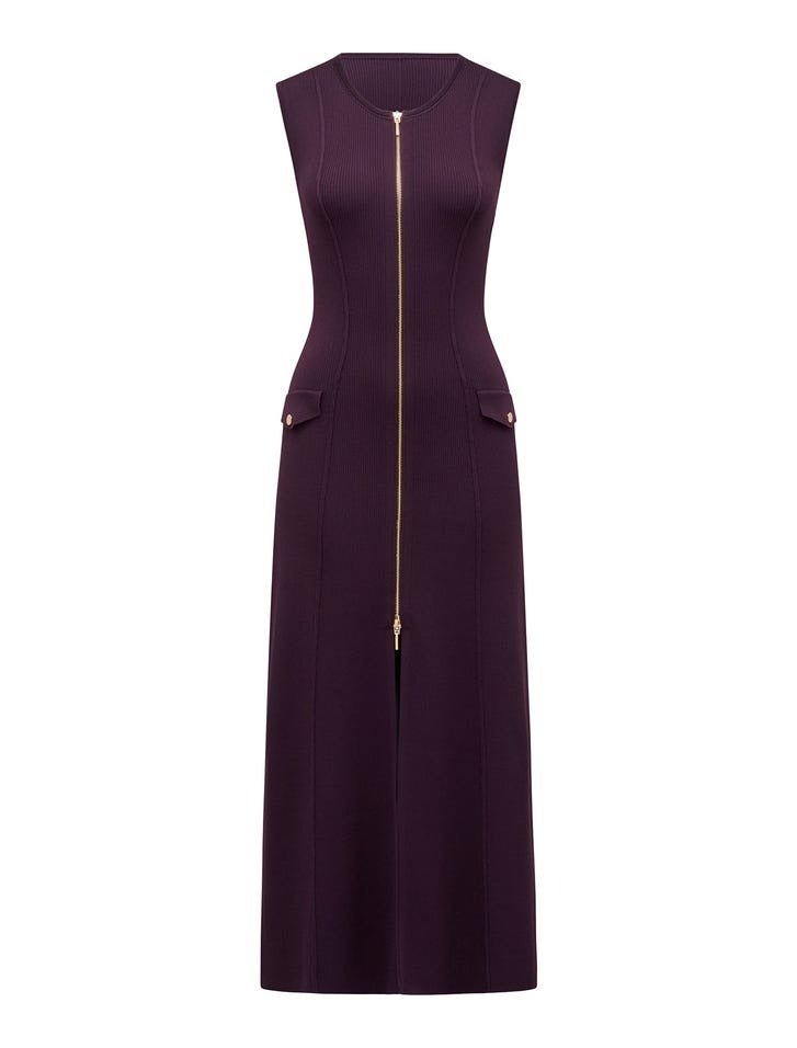 Maddie Zip Detail Midi Dress