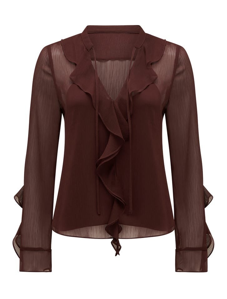 Alix Sheer Ruffle Blouse