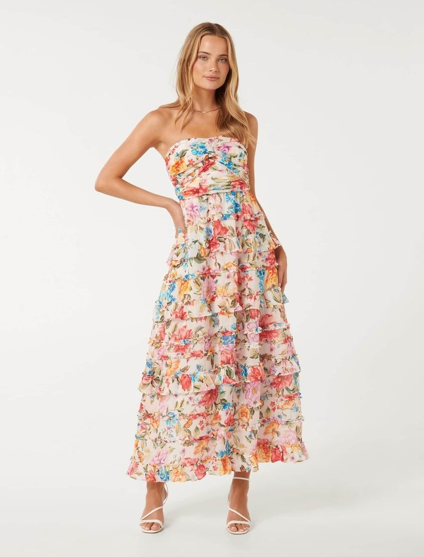 Floreto Strapless Ruffle Dress