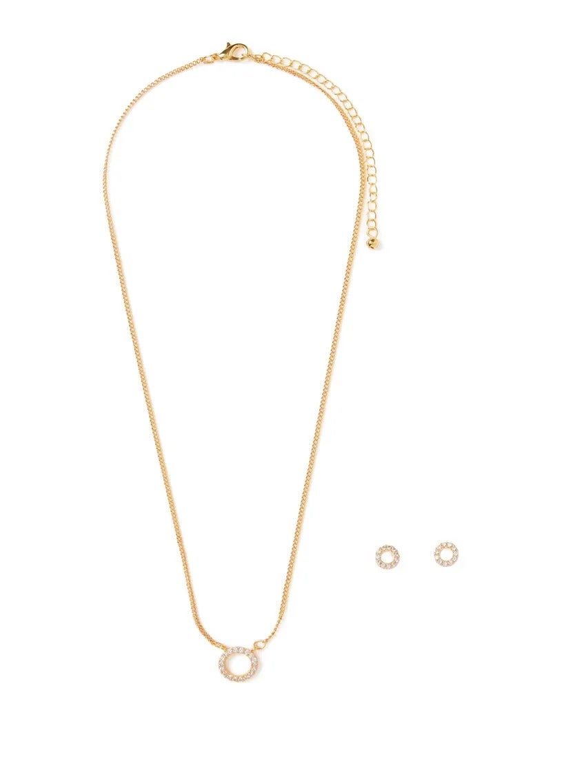 Francesca Cubic Zirconia Halo Necklace and Earring Set